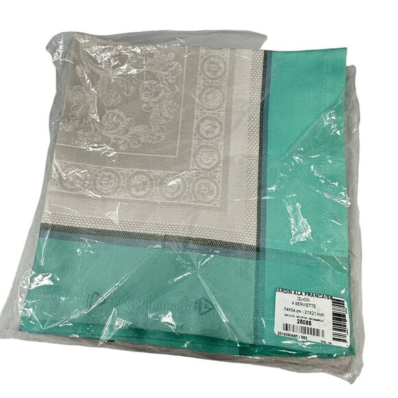 Garnier-Thiebaut Napkins Celadon Cotton 21 x 21 Inch Jardin Ala Francaise Set 4 - Picture 4 of 8